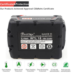 Waitley M18 18V 5.0Ah Batteria agli ioni di litio ricambio per 5.0A - Ilgrandebazar