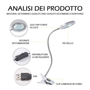 Lampada Estetista con Lente d'Ingrandimento 8 Diottrie,Lampada LED USB... - Ilgrandebazar