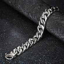 Carica l&#39;immagine nel visualizzatore di Gallery, BESTEEL Acciaio Inox Bracciali Uomo Semplice Catena Cubana Bracciale Grossa... - Ilgrandebazar