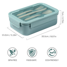 Carica l&#39;immagine nel visualizzatore di Gallery, Diboniur Lunch Box, Porta Pranzo con Posate, 1400ml Bambino Adulto Bento Box con 3 Scomparti, Schiscetta Contenitore Pranzo per Microonde Lavoro Picnic Ufficio (Blu)