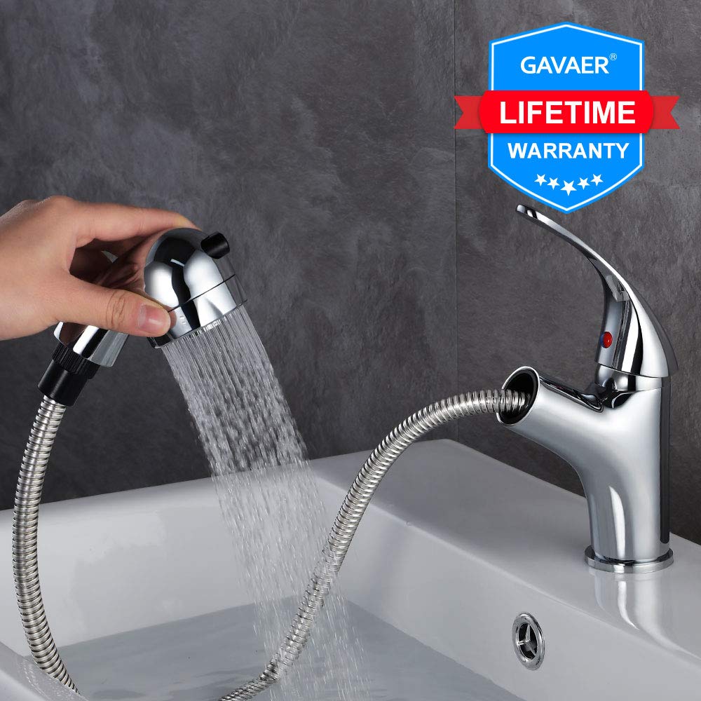 GAVAER Rubinetto Bagno Lavabo con Doccetta Estraibile e Spruzzatore a Doppia...