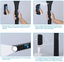 Carica l&#39;immagine nel visualizzatore di Gallery, Racchetta Zanzare Elettrica Ricaricabile 2 in 1, Swatter Insetti Elettrico 3800V con 2 Luce LED, Racchetta Anti Insetti con Manico Staccabile, Torcia Rimovibile, Protezione Maglia a Doppio Strato