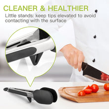Carica l&#39;immagine nel visualizzatore di Gallery, Zanmini Pinze Cucina, Pinza Set a Padella Antiaderente, Acciaio Inox, Nero - Ilgrandebazar