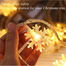 Carica l'immagine nel visualizzatore di Gallery, EFFE Strisce LED forma di fiocco di neve a 20 LED con luci a LED Luci da stringa a LED da 3M Luci a batteria impermeabili per giardino di Natale Patio Camera da letto Decorazioni Illuminazione