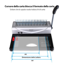 Carica l&#39;immagine nel visualizzatore di Gallery, Makeasy Rilegatrice Spirale Metallica a 21 Fori, Argento-Nero - Ilgrandebazar