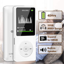 Carica l'immagine nel visualizzatore di Gallery, Lettore MP3, Lettore Musicale con Scheda SD da 32 GB, Lettore MP3 Bambini Portatile Lossless Sound con Radio FM/Registratore Vocale/Video/E-Book (Cuffie, Cavo USB inclusi) bianca