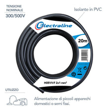 Carica l&#39;immagine nel visualizzatore di Gallery, Electraline 11405 H05VV-F Cavo per Prolunghe, Sezione 2x1 mm, 20 M, Nero - Ilgrandebazar