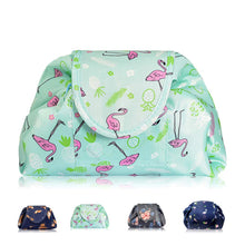 Carica l'immagine nel visualizzatore di Gallery, Lazy, trousse per trucchi con coulisse, grande capacità, impermeabile, da viaggio, per donne e ragazze (Fenicottero blu)