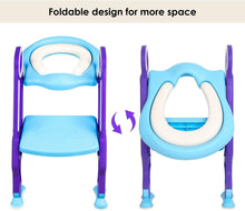 Carica l'immagine nel visualizzatore di Gallery, BAMNY Riduttore WC per Bambini con Scaletta Pieghevole, Kit Toilette Trainer Step Up con Cuscino Tenero Modello Universale (Azzurro)