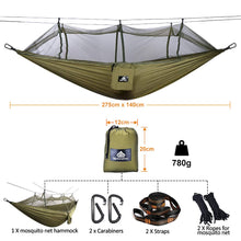 Carica l&#39;immagine nel visualizzatore di Gallery, NATUREFUN Amaca da Campeggio Viaggio Ultraleggera 275×140 cm, Army-green - Ilgrandebazar