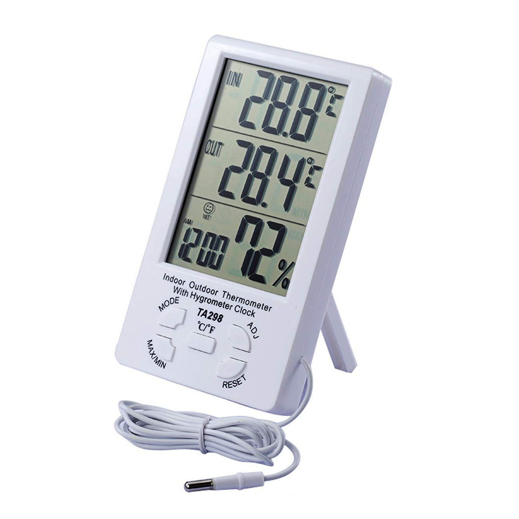 JZK TA298 Termoigrometro Digitale con 1.5mt sonda LCD Display Bianco - Ilgrandebazar