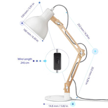 Carica l&#39;immagine nel visualizzatore di Gallery, Tomons lampada da lettura design legno classico, 47cm, Bianco - Ilgrandebazar