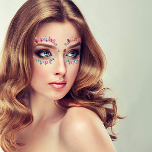 WOWOSS 4 Pezzi Viso Gemme, Adesivi Strass per Trucco Tatuaggi...