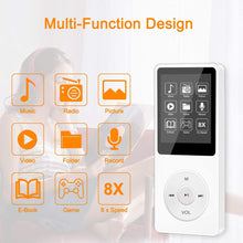 Carica l'immagine nel visualizzatore di Gallery, Lettore MP3, Lettore Musicale con Scheda SD da 32 GB, Lettore MP3 Bambini Portatile Lossless Sound con Radio FM/Registratore Vocale/Video/E-Book (Cuffie, Cavo USB inclusi) bianca
