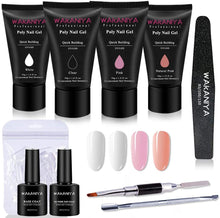 Carica l&#39;immagine nel visualizzatore di Gallery, Polygel Nail Kit Poligel Unghie Ricostruzione Set Completo 30ML x 4 Colori, Facile da Applicare, con Bast Top Coat, 100 Forme Doppie, Spazzola a Due Punte, Lima per Unghie, Spatola