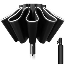 Carica l&#39;immagine nel visualizzatore di Gallery, Ombrello Inverso Automatico, Ombrello Pieghevole Antivento, Ombrello Grande da Pioggia 10 Stecche Rinforzate per Uomo Donna, Diametro 105cm (Nero)