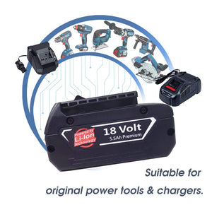 DOSCTT Sostituzione per Bosch BAT609 18V 5500mAh Li-Ion Batteria 1 pack, Nero