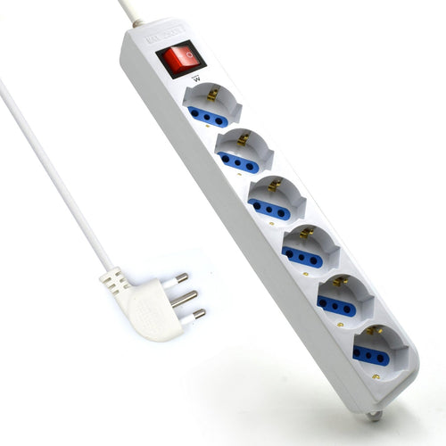 Ewent EW3922 Multipresa Ciabatta Elettrica 6 prese bipasso ITA /Schuko, White - Ilgrandebazar