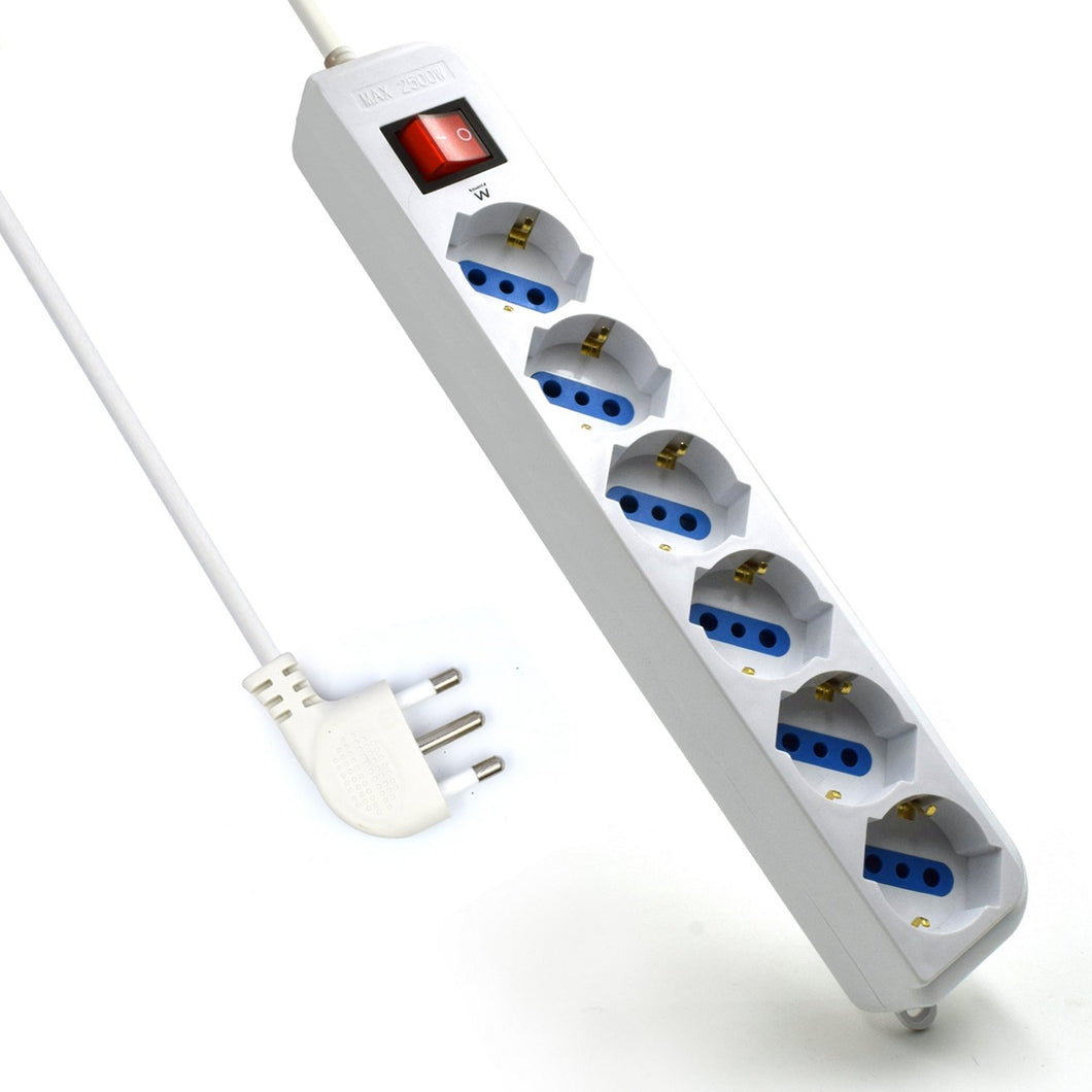 Ewent EW3922 Multipresa Ciabatta Elettrica 6 prese bipasso ITA /Schuko, White - Ilgrandebazar
