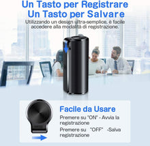 Carica l&#39;immagine nel visualizzatore di Gallery, Registratore Vocale, Mini Registratore Vocale Spia da 16GB con Attivazione Vocale-Durata Batteria di 19 giorni, Registratore impermeabile, un Pulsante per Registrare/Salvare, Ricaricabile