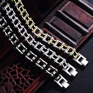 Faysting EU Bracciale catena in acciaio inox moto personalizzata Nero Argento - Ilgrandebazar