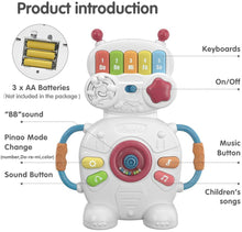 Carica l&#39;immagine nel visualizzatore di Gallery, Giocattolo Musicale Elettronico Robot per Bambini per 1 anno, Natale, Halloween, Capodanno, regali, giocattoli sensoriali per neonati,bambini piccoli, ragazzi, ragazze e giochi di compleanno 6-12 mesi