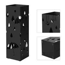 Carica l&#39;immagine nel visualizzatore di Gallery, SONGMICS Porta Ombrelli in Metallo, Portaombrelli Quadrato, con Gancini Nero - Ilgrandebazar