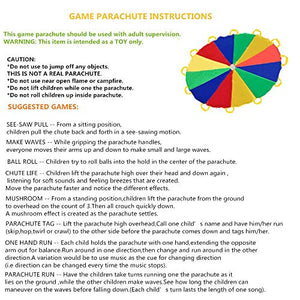 Paracadute Ludico Arcobaleno da Gioco Diametro Set Festa per Bambini 'con 12 Manici 350 cm