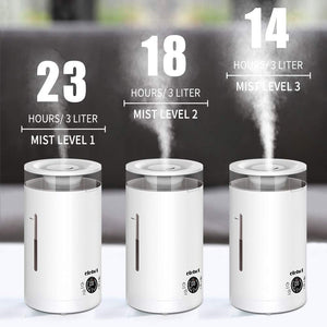 Umidificatore Ambienti ad Ultrasuoni Capacità 3L Diffusore di Olio Essenziali Display LED Timer 12h Riempimento dall’Alto Due Bocchette Emissione Vapore ELEHOT