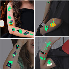 Carica l&#39;immagine nel visualizzatore di Gallery, Tatuaggi per Bambini 300 Finti Luminous Horror Tatuaggi Temporanei per Bambini Adesivi,Scheletri Pipistrelli Fantasmi Ragni Clowns Demoni Cat Tatuaggi,Compleanno Festa Gadget Regalini Hallowee-20
