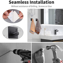 Carica l'immagine nel visualizzatore di Gallery, Ganci Autoadesivi,Ganci Adesivi,Ganci Appendiabiti Ganci portasciugamani per Cucina e Bagno,6Pezzi Appendiabiti da Parete Impermeabile in Acciaio Inossidabile Spazzolato a Parete, Senza Perforazione