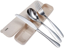 Carica l'immagine nel visualizzatore di Gallery, Lictin Set Posate monoblocco Posate in Acciaio Inossidabile da Campeggio con Custodia in Neoprene- 1 x forchetta, 1 x coltelli, 1 x Cucchiai Cena
