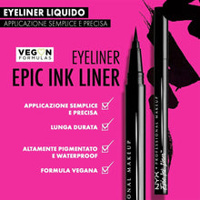 Carica l&#39;immagine nel visualizzatore di Gallery, NYX Professional Makeup, Epic Ink Eye Liner, pennellino pigmentato e waterproof, Black Confezione da 1 Single