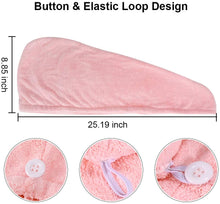 Carica l&#39;immagine nel visualizzatore di Gallery, Asciugamano Capelli a Turbante, Capelli asciutti Asciugamani in Microfibra Asciugacapelli Rapida, Asciugatura Rapida Assorbimento Acqua Asciugatura Capelli Cottone Femmina Cuffia Doccia ( lot de 3)