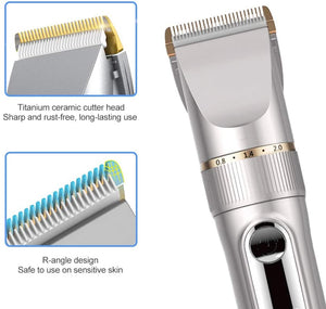 Tagliacapelli Professionale Elettrico Macchinetta Per Capelli Regolabarba Uomo Impermeabile IPX7 Lama Regolabile Ceramica Titanio Schermo LCD