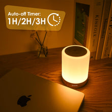 Carica l'immagine nel visualizzatore di Gallery, Auxmir Lampada da Comodino LED Touch, Luce Notturna senza Fili, Colori RGB, 4 Modalità, 5 Livelli di Luminosità, Ricaricabile, Funzione Timer, Lampada LED per Cameretta, Camera da letto, Soggiorno