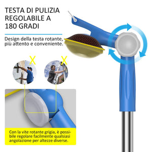 Merisny lavavetri telescopico per vetri 3 in 1con Testa Tergivetri 88-145cm - Ilgrandebazar