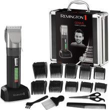 Carica l&#39;immagine nel visualizzatore di Gallery, Remington HC5810 Genius Tagliacapelli con lama in Ceramica, ricaricabile, 10 pettini, caratteristiche professionali, Nero/Grigio