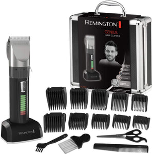 Remington HC5810 Genius Tagliacapelli con lama in Ceramica, ricaricabile, 10 pettini, caratteristiche professionali, Nero/Grigio