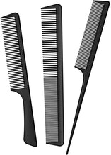 Carica l'immagine nel visualizzatore di Gallery, JeoPoom 3 Pezzi Pettine Capelli, Carbonio Fibra Barbiere Pettine, Pettine Professionale Set, Pettine a Coda, Pettine Pidocchi e Parrucchiere Pettine