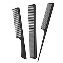 Carica l'immagine nel visualizzatore di Gallery, JeoPoom 3 Pezzi Pettine Capelli, Carbonio Fibra Barbiere Pettine, Pettine Professionale Set, Pettine a Coda, Pettine Pidocchi e Parrucchiere Pettine