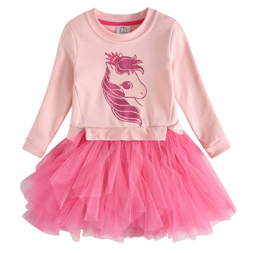 VIKITA Vestito Cotone Stampa Principessa Tulle Tutu Festa di Compleanno... - Ilgrandebazar