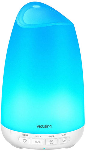 VicTsing 150ml Diffusore di Oli Essenziali, Diffusore di Aromi con Modalità Sonno, Umidificatore Ambiente Bambini Fino a 9 Ore di Lavoro, Diffusore Ambiente Luci Notturne 8 Colori, Senza BPA, Bianco