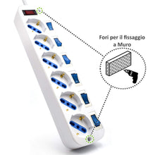 Carica l&#39;immagine nel visualizzatore di Gallery, Ewent EW3930 Multipresa 6 prese bipasso ITA /Schuko con 6 int., Bianco - Ilgrandebazar