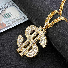 Carica l&#39;immagine nel visualizzatore di Gallery, Yadoca Collana con Ciondolo Simbolo del Dollaro Placcato Argento Tono Oro - Ilgrandebazar