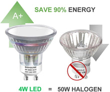 Carica l&#39;immagine nel visualizzatore di Gallery, Lampadina LED GU10, 4Watt Pari ad alogene da 50Watt, 320LM, Luce Bianca Calda 3000K, Angolo del Fascio di 120 Gradi, Spot Lampadina LED Classic Faretto(6 pezzi)