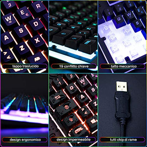 EZONTEQ Tastiera Meccanica Gaming RGB PC, Semi-meccanica