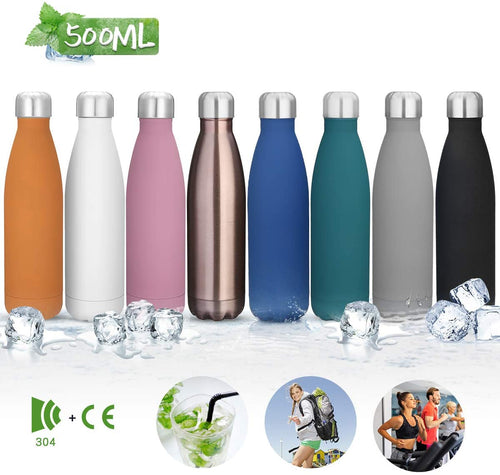 king do way Portatile Borraccia in Acciaio Inox Termica Bottiglia d'Acqua Sportive 500ml per Mantenere Caldo e Freddo, Borracce Estate per Scuola, Sport, All'aperto, Palestra, Yoga, Viaggio