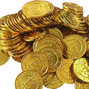 NUOBESTY 100 pz plastica Monete d'oro Pirata Bitcoin - Ilgrandebazar