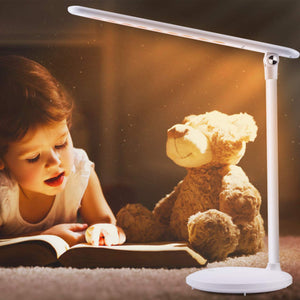 Lampada Scrivania 36 LED USB, Ricaricabile con 180° Moderno, Bianco